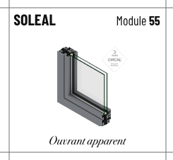 Profilé soleal module 55, ouvrant apparent