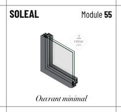 Profilé soleal module 55, ouvrant apparent